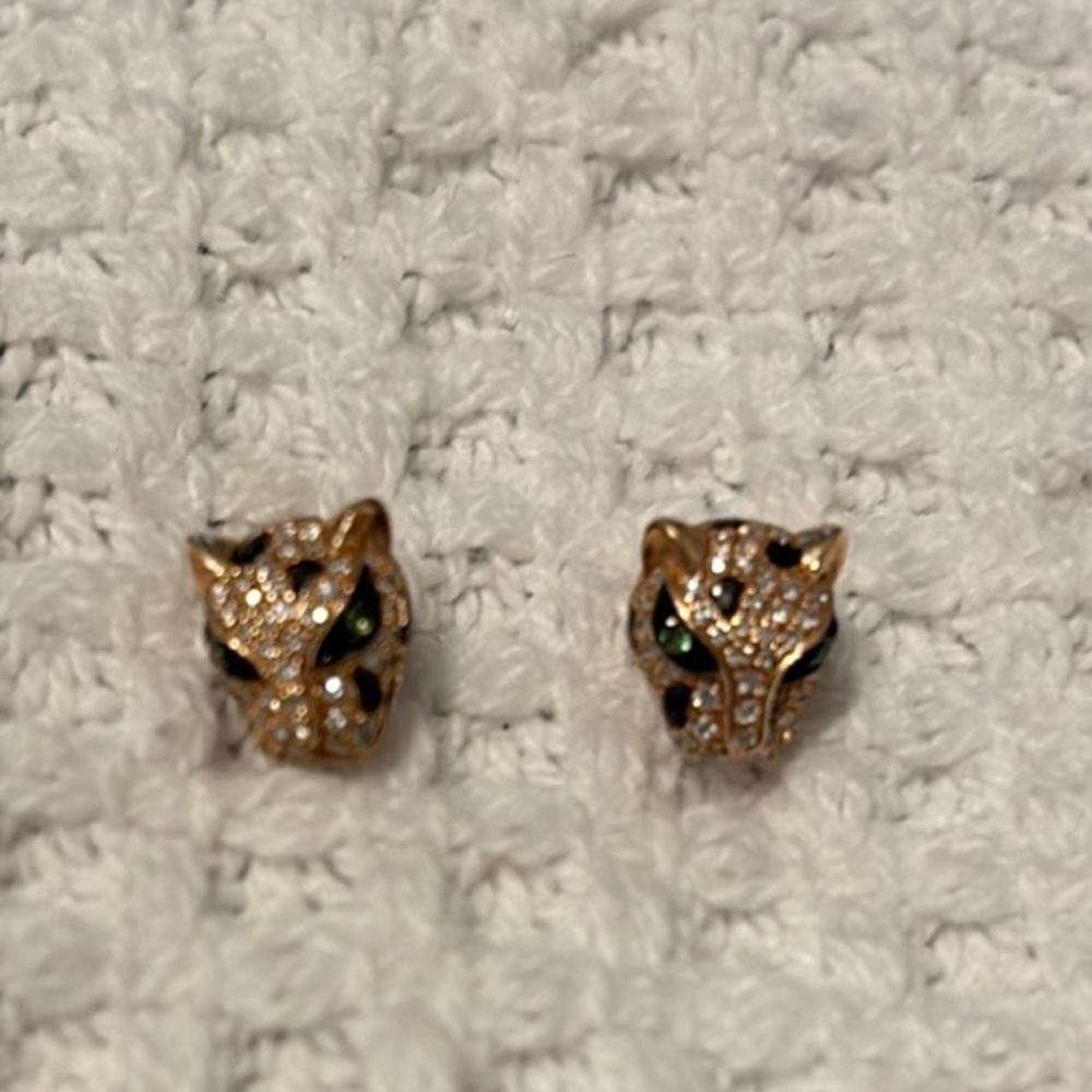 Effy rose gold Panther Earrings. Long stem with original rose gold backs